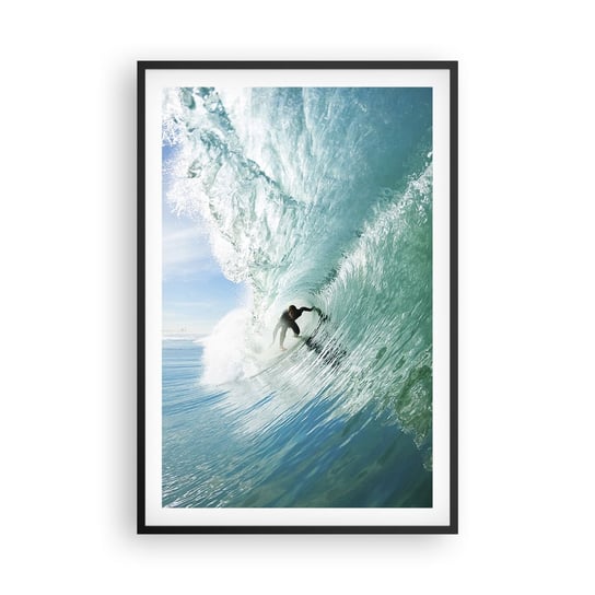Obraz - Plakat - Zawsze na fali - 61x91cm - Krajobraz Ocean Surfer - Foto Plakaty na ścianę w czarnej ramie - Plakat do Salonu Sypialni ARTTOR ARTTOR