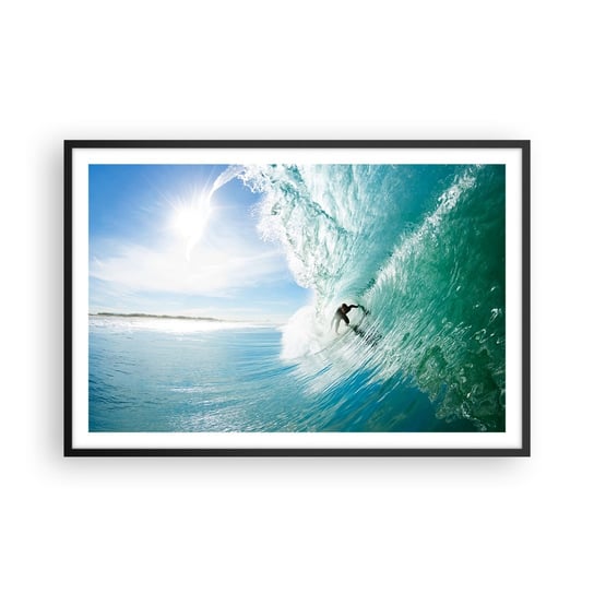 Obraz - Plakat - Zawsze na fali - 91x61cm - Krajobraz Ocean Surfer - Foto Plakaty na ścianę w czarnej ramie - Plakat do Salonu Sypialni ARTTOR ARTTOR