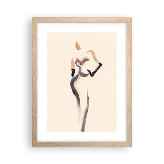 Obraz - Plakat - Ze złotych lat Hollywood - 30x40cm - Kobieta Kreska Minimalizm - Foto Plakaty na ścianę w ramie jasny dąb - Plakat do Salonu Sypialni ARTTOR ARTTOR