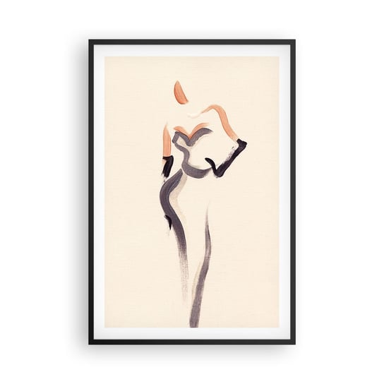 Obraz - Plakat - Ze złotych lat Hollywood - 61x91cm - Kobieta Kreska Minimalizm - Foto Plakaty na ścianę w czarnej ramie - Plakat do Salonu Sypialni ARTTOR ARTTOR