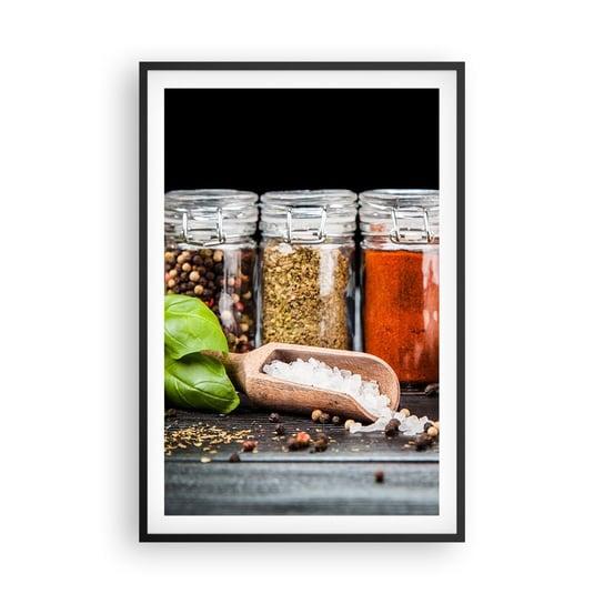 Obraz - Plakat - Żeby życie miało smak - 61x91cm - Gastronomia Suszone Zioła Przyprawy - Foto Plakaty na ścianę w czarnej ramie - Plakat do Salonu Sypialni ARTTOR ARTTOR