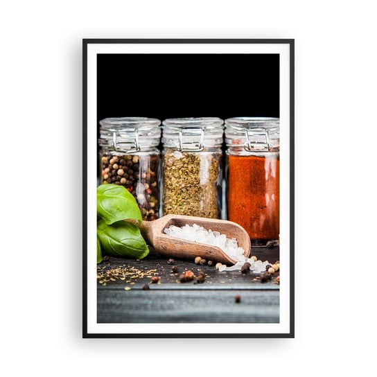 Obraz - Plakat - Żeby życie miało smak - 70x100cm - Gastronomia Suszone Zioła Przyprawy - Foto Plakaty w ramie koloru czarnego do Salonu Sypialni ARTTOR ARTTOR