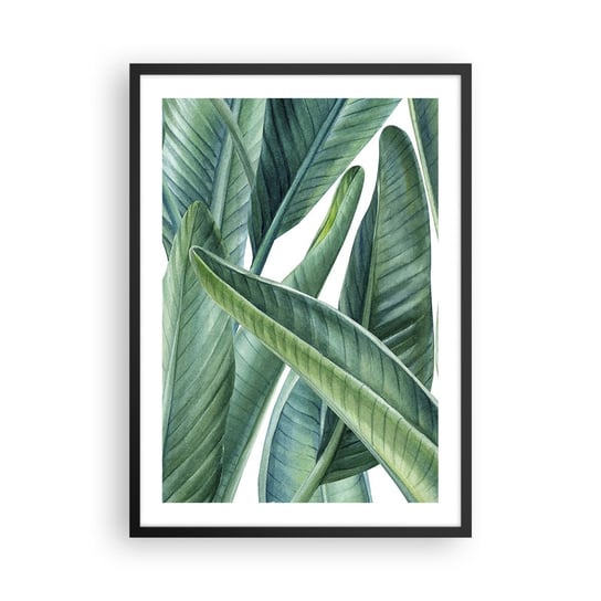 Obraz - Plakat - Zieleń sama w sobie - 50x70cm - Zielone Liście Roślina Tropikalna Natura - Nowoczesny modny obraz Plakat czarna rama ARTTOR ARTTOR