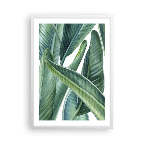 Obraz - Plakat - Zieleń sama w sobie - 50x70cm - Zielone Liście Roślina Tropikalna Natura - Nowoczesny modny obraz Plakat rama biała ARTTOR ARTTOR