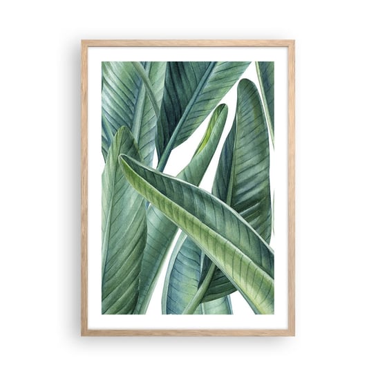 Obraz - Plakat - Zieleń sama w sobie - 50x70cm - Zielone Liście Roślina Tropikalna Natura - Nowoczesny modny obraz Plakat rama jasny dąb ARTTOR ARTTOR
