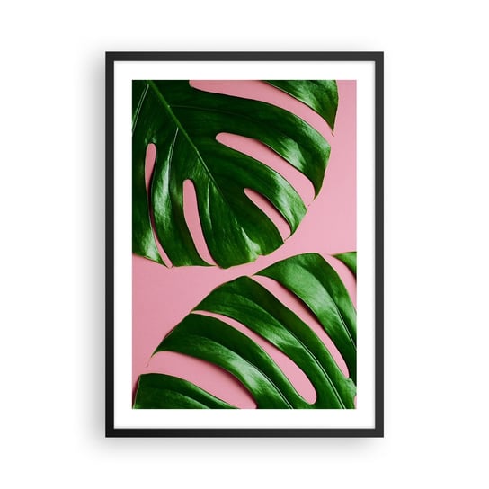 Obraz - Plakat - Zielone rendez-vous - 50x70cm - Monstera Zielony Liść Roślina Egzotyczna - Nowoczesny modny obraz Plakat czarna rama ARTTOR ARTTOR