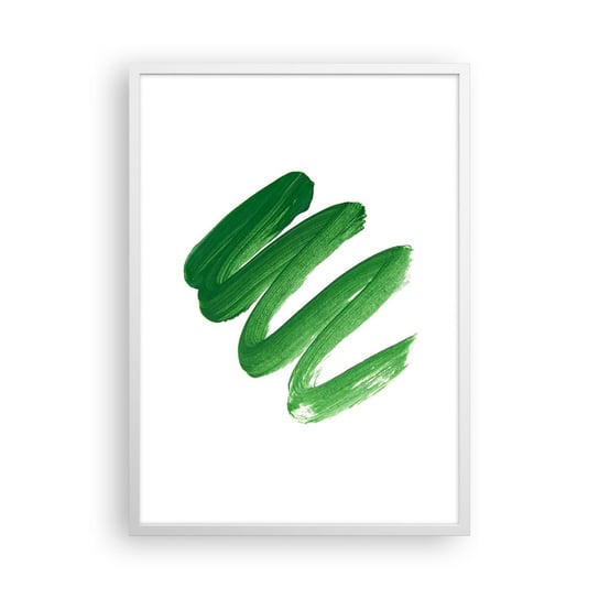 Obraz - Plakat - Zielony żart - 50x70cm - Farba Minimalizm Abstrakcja - Nowoczesny modny obraz Plakat rama biała ARTTOR ARTTOR