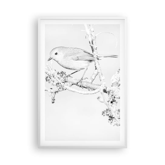 Obraz - Plakat - Zimowy poranek - 61x91cm - Jasny Ptak Natura - Foto Plakaty na ścianę w ramie białej - Plakat do Salonu Sypialni ARTTOR ARTTOR