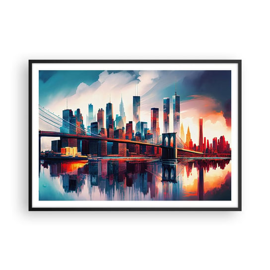 Obraz - Plakat - Zjawiskowy Nowy Jork - 100x70cm - Miasto Most Architektura - Foto Plakaty w ramie koloru czarnego do Salonu Sypialni ARTTOR ARTTOR