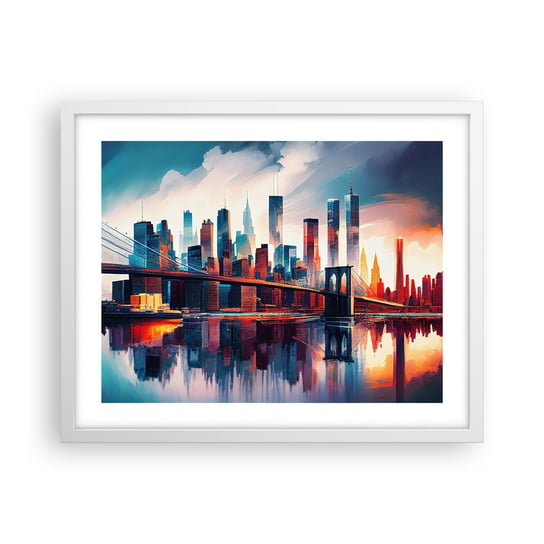 Obraz - Plakat - Zjawiskowy Nowy Jork - 50x40cm - Miasto Most Architektura - Foto Plakaty w ramie koloru białego do Salonu Sypialni ARTTOR ARTTOR