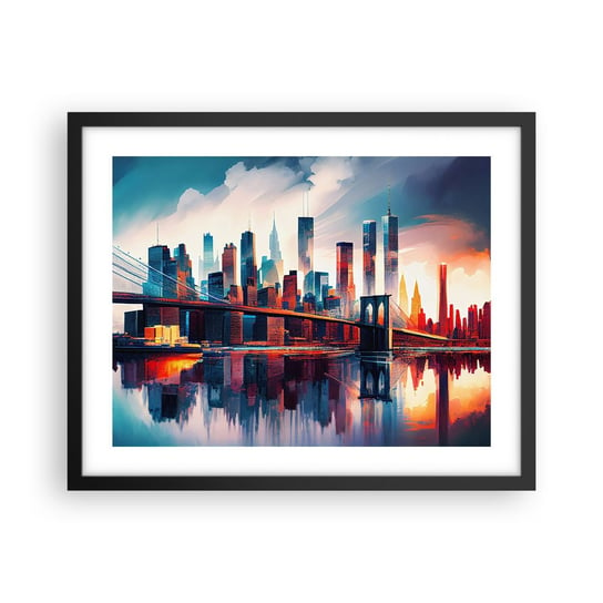 Obraz - Plakat - Zjawiskowy Nowy Jork - 50x40cm - Miasto Most Architektura - Foto Plakaty w ramie koloru czarnego do Salonu Sypialni ARTTOR ARTTOR