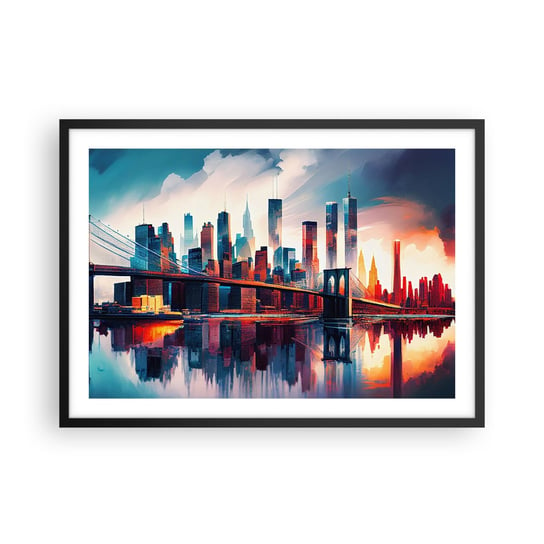 Obraz - Plakat - Zjawiskowy Nowy Jork - 70x50cm - Miasto Most Architektura - Nowoczesny modny obraz Plakat czarna rama ARTTOR ARTTOR