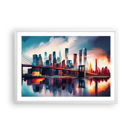 Obraz - Plakat - Zjawiskowy Nowy Jork - 70x50cm - Miasto Most Architektura - Nowoczesny modny obraz Plakat rama biała ARTTOR ARTTOR