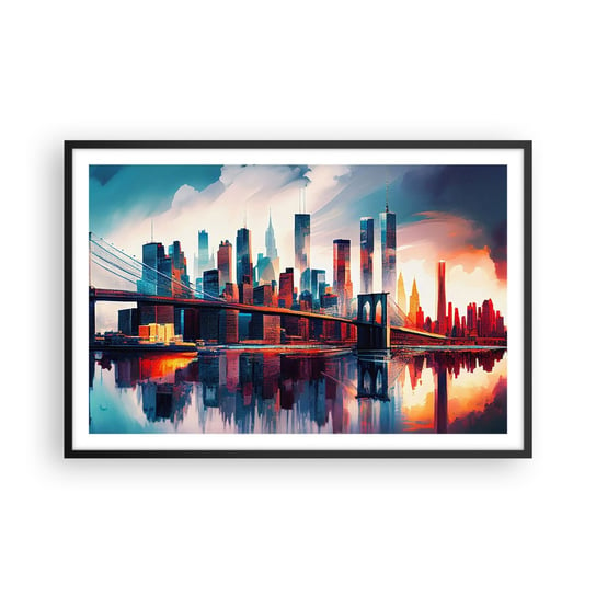 Obraz - Plakat - Zjawiskowy Nowy Jork - 91x61cm - Miasto Most Architektura - Foto Plakaty na ścianę w czarnej ramie - Plakat do Salonu Sypialni ARTTOR ARTTOR