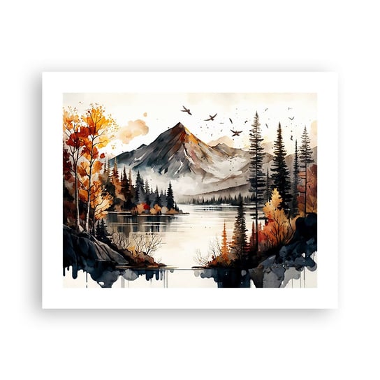Obraz - Plakat - Złota jesień w górach - 50x40cm - Natura Widok Góry - Foto Plakaty bez ramy do Salonu Sypialni ARTTOR ARTTOR