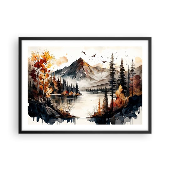 Obraz - Plakat - Złota jesień w górach - 70x50cm - Natura Widok Góry - Nowoczesny modny obraz Plakat czarna rama ARTTOR ARTTOR