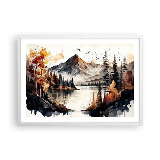 Obraz - Plakat - Złota jesień w górach - 70x50cm - Natura Widok Góry - Nowoczesny modny obraz Plakat rama biała ARTTOR ARTTOR