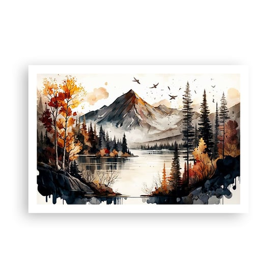Obraz - Plakat - Złota jesień w górach - 91x61cm - Natura Widok Góry - Foto Plakaty na ścianę bez ramy - Plakat do Salonu Sypialni ARTTOR ARTTOR