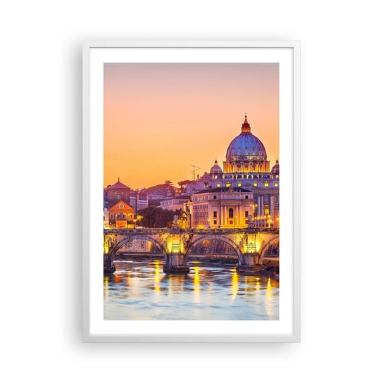 Obraz - Plakat - Zmierzch nad Wiecznym Miastem - 50x70cm - Miasto Rzym Architektura - Nowoczesny modny obraz Plakat rama biała ARTTOR ARTTOR