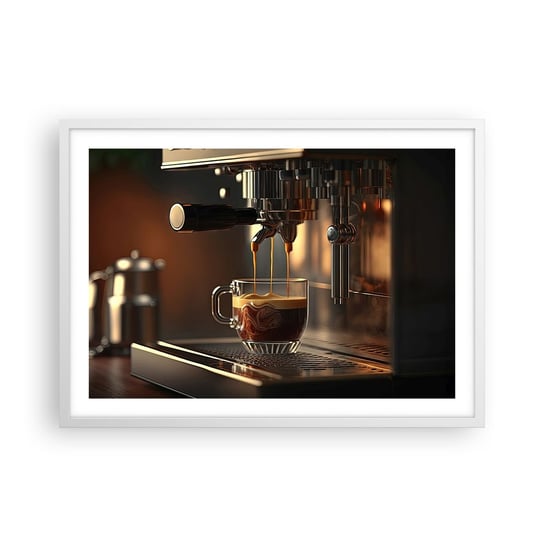Obraz - Plakat - Zmysłowa mikstura - 70x50cm - Kawa Ekspres Do Kawy Gastronomia - Nowoczesny modny obraz Plakat rama biała ARTTOR ARTTOR