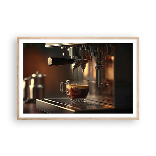 Obraz - Plakat - Zmysłowa mikstura - 91x61cm - Kawa Ekspres Do Kawy Gastronomia - Foto Plakaty na ścianę w ramie jasny dąb - Plakat do Salonu Sypialni ARTTOR ARTTOR