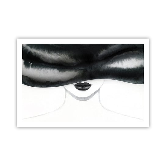 Obraz - Plakat - Zmysłowa tajemnica - 91x61cm - Kobieta W Kapeluszu Modelka Czarno-Biały - Foto Plakaty na ścianę bez ramy - Plakat do Salonu Sypialni ARTTOR ARTTOR
