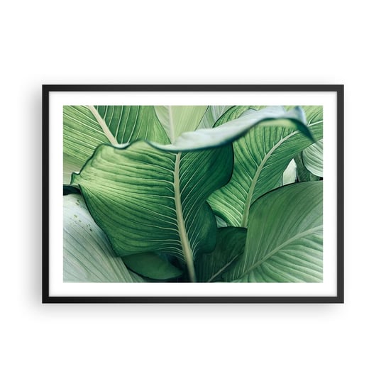 Obraz - Plakat - Życie intensywnie zielone - 70x50cm - Liście Egzotyczny Botaniczny - Nowoczesny modny obraz Plakat czarna rama ARTTOR ARTTOR