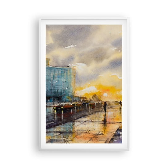Obraz - Plakat - Życie na brzegu - 61x91cm - Pejzaż Sztuka Zachód Słońca - Foto Plakaty na ścianę w ramie białej - Plakat do Salonu Sypialni ARTTOR ARTTOR