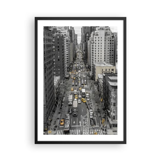 Obraz - Plakat - Życie Nowego Yorku - 50x70cm - Nowy Jork Ulica Taksówki - Nowoczesny modny obraz Plakat czarna rama ARTTOR ARTTOR