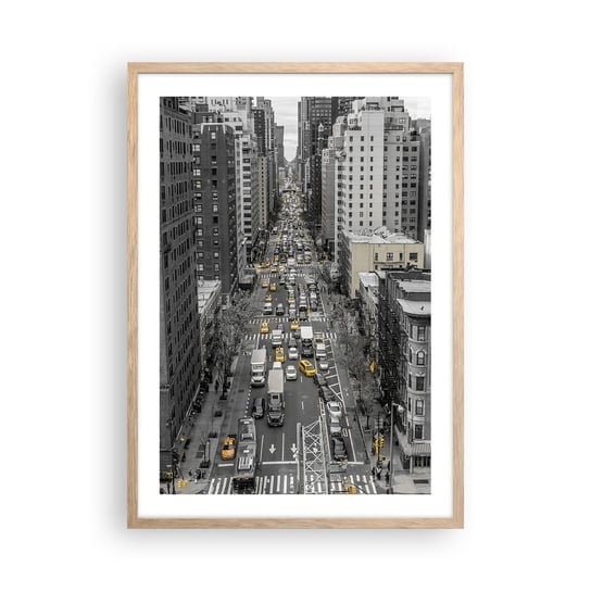Obraz - Plakat - Życie Nowego Yorku - 50x70cm - Nowy Jork Ulica Taksówki - Nowoczesny modny obraz Plakat rama jasny dąb ARTTOR ARTTOR