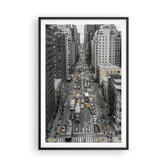 Obraz - Plakat - Życie Nowego Yorku - 61x91cm - Nowy Jork Ulica Taksówki - Foto Plakaty na ścianę w czarnej ramie - Plakat do Salonu Sypialni ARTTOR ARTTOR