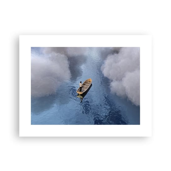 Obraz - Plakat - Życie – podróż – niewiadoma - 40x30cm - Łódka Jezioro Chmury - Foto Plakaty na ścianę bez ramy - Plakat do Salonu Sypialni ARTTOR ARTTOR