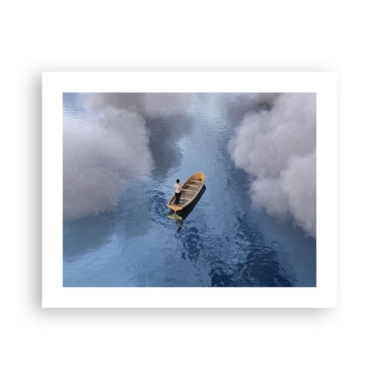 Obraz - Plakat - Życie – podróż – niewiadoma - 50x40cm - Łódka Jezioro Chmury - Foto Plakaty bez ramy do Salonu Sypialni ARTTOR ARTTOR