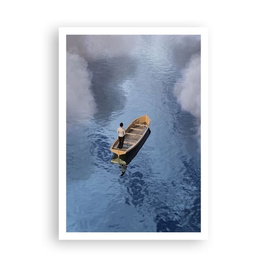 Obraz - Plakat - Życie – podróż – niewiadoma - 70x100cm - Łódka Jezioro Chmury - Foto Plakaty bez ramy na ścianę do Salonu Sypialni ARTTOR ARTTOR