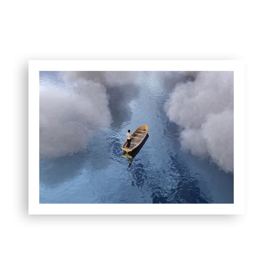 Obraz - Plakat - Życie – podróż – niewiadoma - 70x50cm - Łódka Jezioro Chmury - Nowoczesny modny obraz Plakat bez ramy do Salonu Sypialni ARTTOR ARTTOR