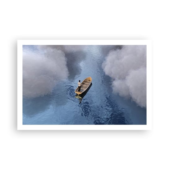 Obraz - Plakat - Życie – podróż – niewiadoma - 91x61cm - Łódka Jezioro Chmury - Foto Plakaty na ścianę bez ramy - Plakat do Salonu Sypialni ARTTOR ARTTOR