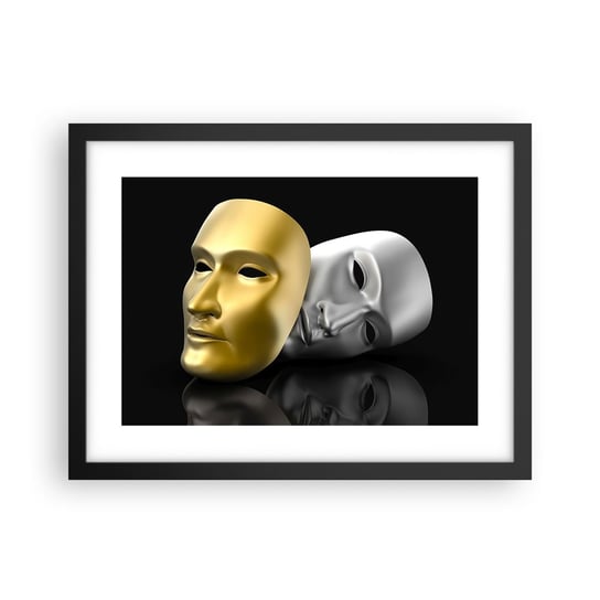 Obraz - Plakat - Życie to jest teatr - 40x30cm - Maska Sztuka Teatr - Foto Plakaty na ścianę w czarnej ramie - Plakat do Salonu Sypialni ARTTOR ARTTOR