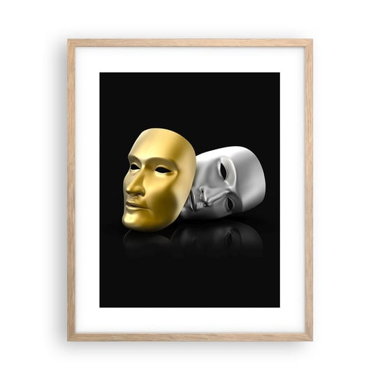 Obraz - Plakat - Życie to jest teatr - 40x50cm - Maska Sztuka Teatr - Foto Plakaty w ramie koloru jasny dąb do Salonu Sypialni ARTTOR ARTTOR