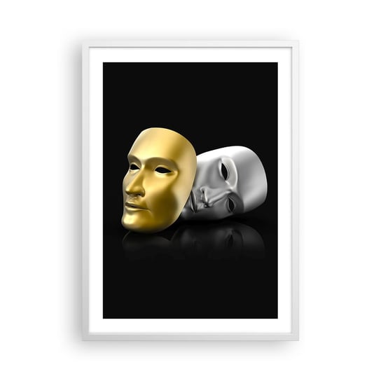 Obraz - Plakat - Życie to jest teatr - 50x70cm - Maska Sztuka Teatr - Nowoczesny modny obraz Plakat rama biała ARTTOR ARTTOR