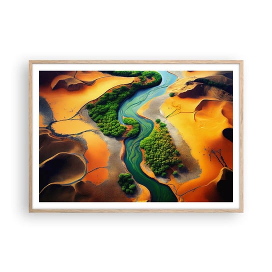 Obraz - Plakat - Życiodajna rzeka - 100x70cm - Krajobraz Natura Rzeka - Foto Plakaty w ramie koloru jasny dąb do Salonu Sypialni ARTTOR ARTTOR