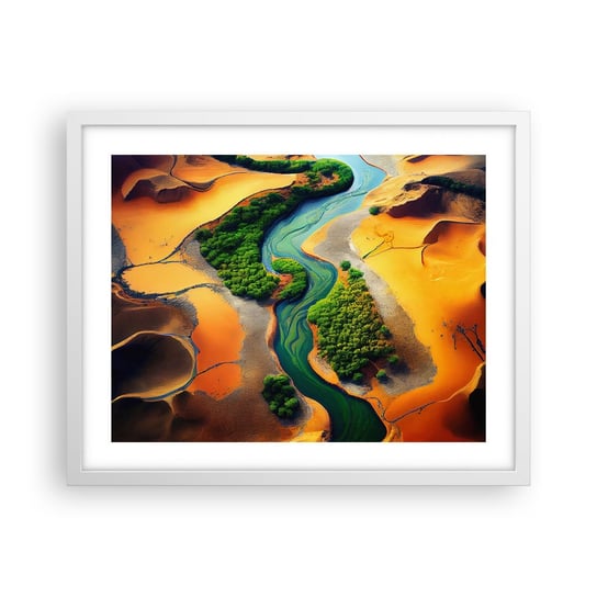 Obraz - Plakat - Życiodajna rzeka - 50x40cm - Krajobraz Natura Rzeka - Foto Plakaty w ramie koloru białego do Salonu Sypialni ARTTOR ARTTOR