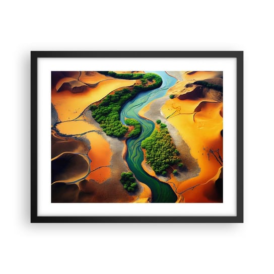 Obraz - Plakat - Życiodajna rzeka - 50x40cm - Krajobraz Natura Rzeka - Foto Plakaty w ramie koloru czarnego do Salonu Sypialni ARTTOR ARTTOR