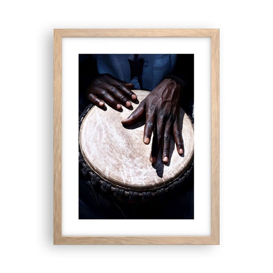 Obraz - Plakat - Żyj w swoim rytmie - 30x40cm - Bęben Muzyka Afryka - Foto Plakaty na ścianę w ramie jasny dąb - Plakat do Salonu Sypialni ARTTOR ARTTOR