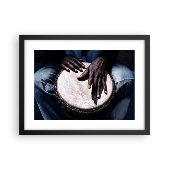 Obraz - Plakat - Żyj w swoim rytmie - 40x30cm - Bęben Muzyka Afryka - Foto Plakaty na ścianę w czarnej ramie - Plakat do Salonu Sypialni ARTTOR ARTTOR