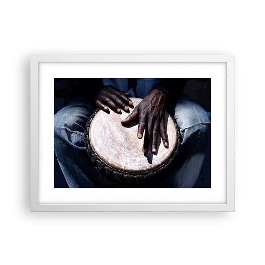 Obraz - Plakat - Żyj w swoim rytmie - 40x30cm - Bęben Muzyka Afryka - Foto Plakaty na ścianę w ramie białej - Plakat do Salonu Sypialni ARTTOR ARTTOR