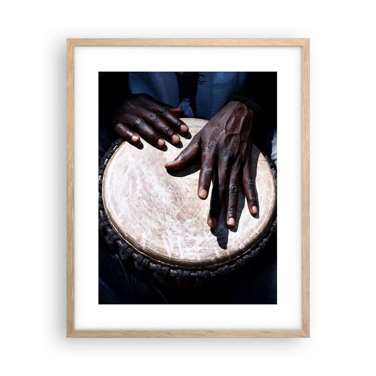 Obraz - Plakat - Żyj w swoim rytmie - 40x50cm - Bęben Muzyka Afryka - Foto Plakaty w ramie koloru jasny dąb do Salonu Sypialni ARTTOR ARTTOR