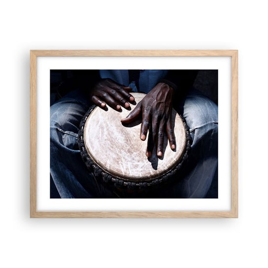 Obraz - Plakat - Żyj w swoim rytmie - 50x40cm - Bęben Muzyka Afryka - Foto Plakaty w ramie koloru jasny dąb do Salonu Sypialni ARTTOR ARTTOR