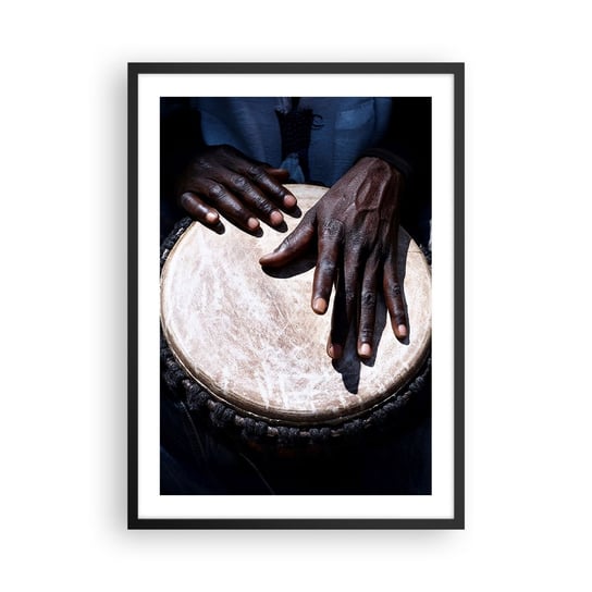 Obraz - Plakat - Żyj w swoim rytmie - 50x70cm - Bęben Muzyka Afryka - Nowoczesny modny obraz Plakat czarna rama ARTTOR ARTTOR