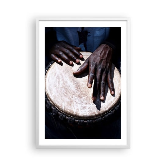 Obraz - Plakat - Żyj w swoim rytmie - 50x70cm - Bęben Muzyka Afryka - Nowoczesny modny obraz Plakat rama biała ARTTOR ARTTOR