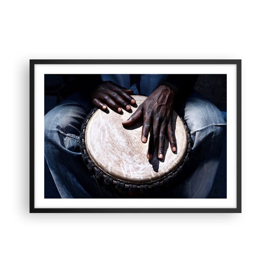 Obraz - Plakat - Żyj w swoim rytmie - 70x50cm - Bęben Muzyka Afryka - Nowoczesny modny obraz Plakat czarna rama ARTTOR ARTTOR